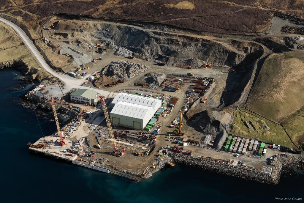 Construction work being carried out on Dales Voe, Lerwick