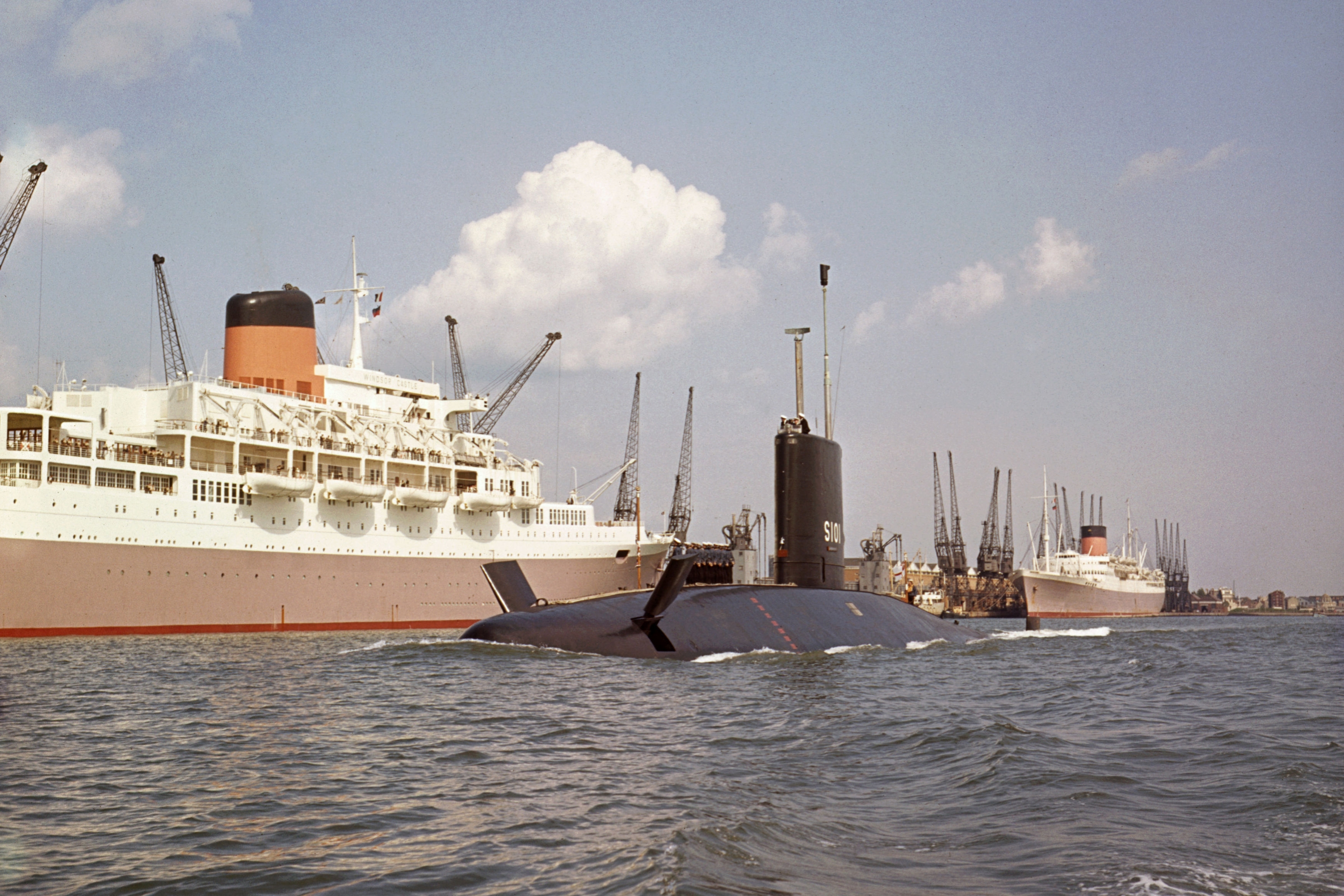 File photo dated 19/05/65 of Britain's first nuclear-powered submarine HMS Dreadnought during a visit to Southampton. The UK's new nuclear-powered submarine is to be named HMS Dreadnought, it was announced today to coincide with the anniversary of the Navy's victory at the Battle of Trafalgar. PRESS ASSOCIATION Photo. Issue date: Friday October 21, 2016. See PA story DEFENCE Navy Dreadnought. Photo credit should read: PA Wire
