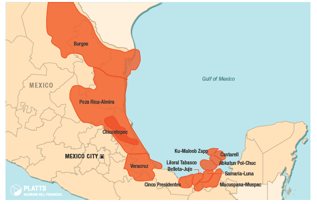 Mexico has multiple large conventional onshore oil fields
