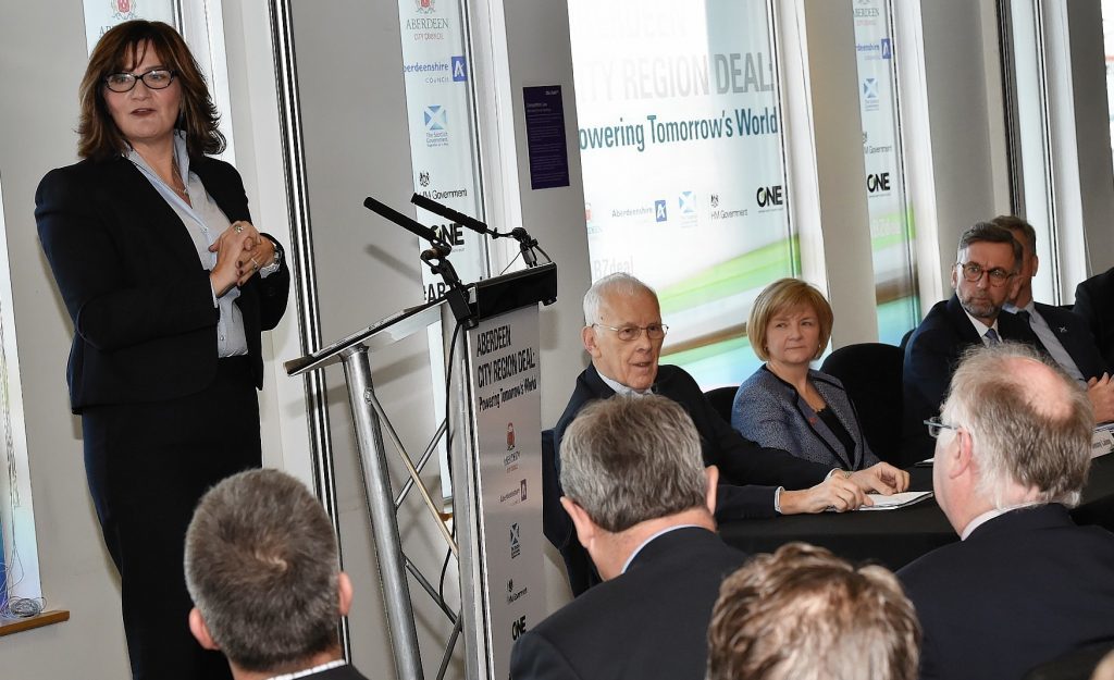 Colette Cohen speaking at the signing of the Aberdeen City Region Deal in November.