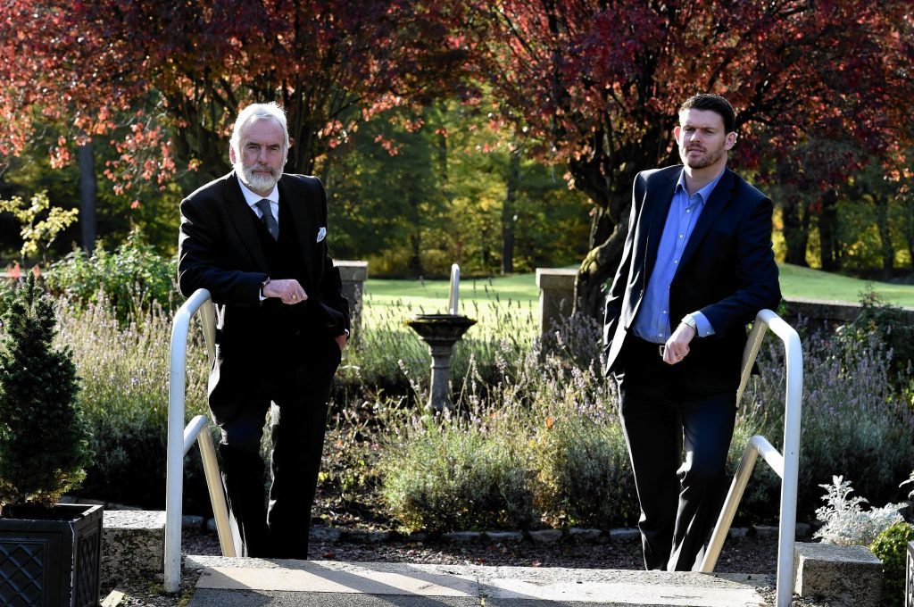 Left to right: Lawson and Nairn Petrie at Woodbank, Aberdeen.