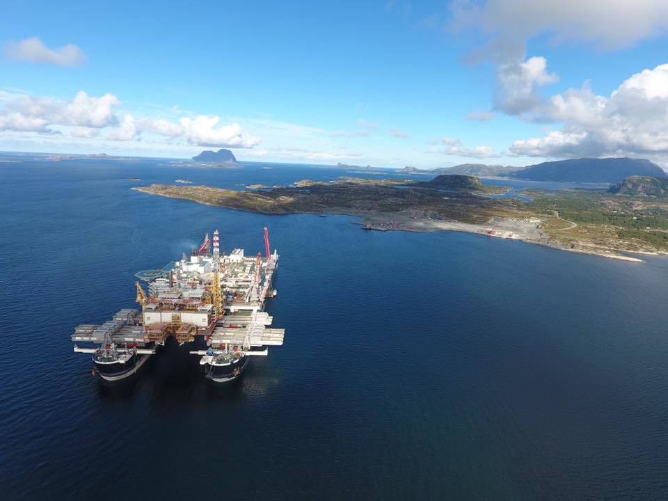 A file photo Pioneering Spirit vessel delivering the Yme topside to Lutelandet