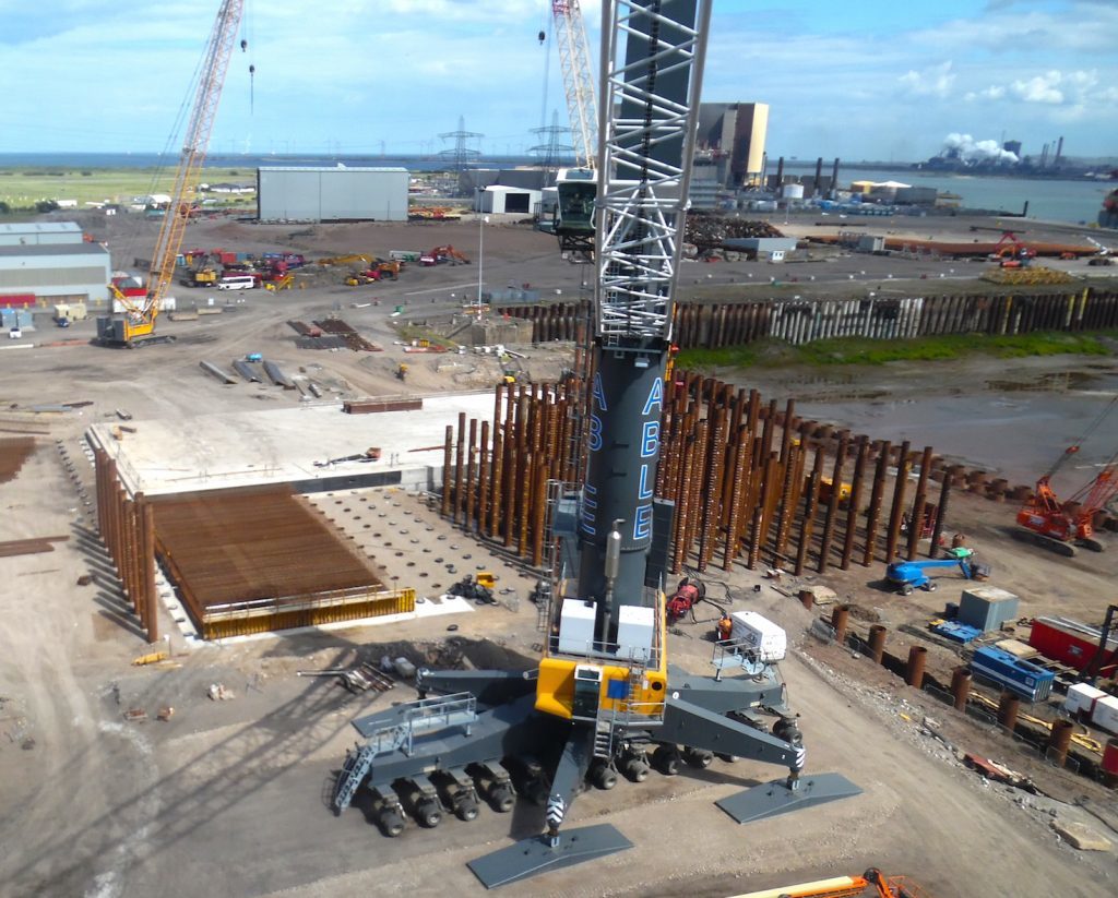 Construction work on Able UK's new ultra-strong quayside. Picture from Able UK.