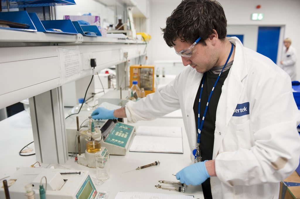 An Intertek employee working in the firm's Aberdeen lab.