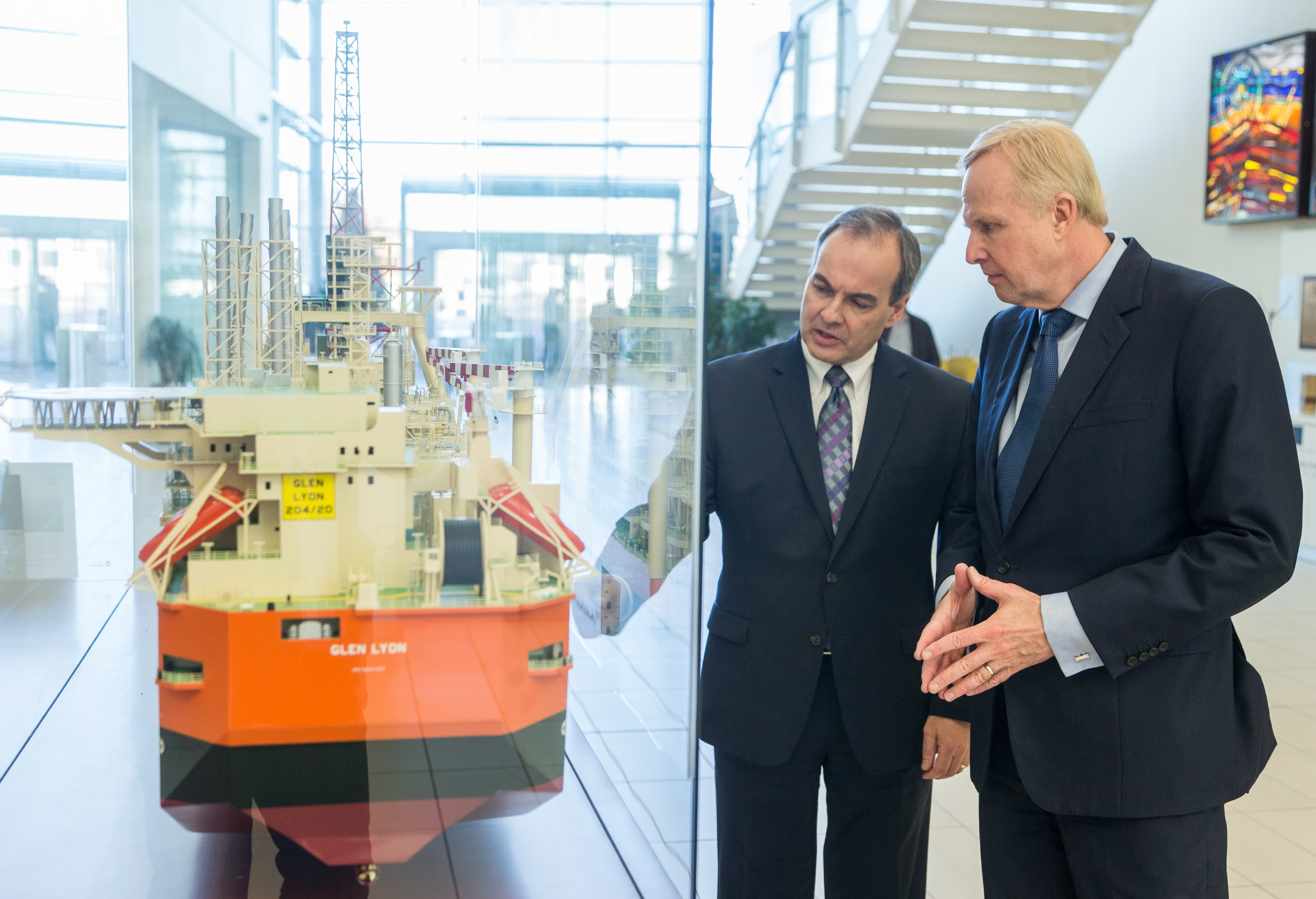 BP's North Sea president Mark Thomas with chief executive Bob Dudley in Aberdeen
