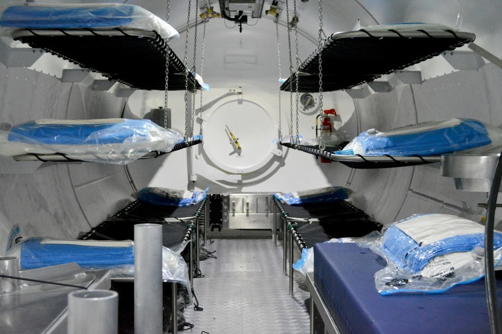 A view of the inside of the hyperbaric rescue facility