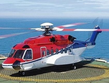 A CHC-operated S-92 helicopter on a North Sea platform