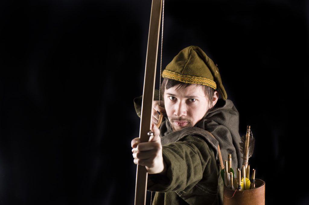 A file photo of an actor dressed in the style of Robin Hood
