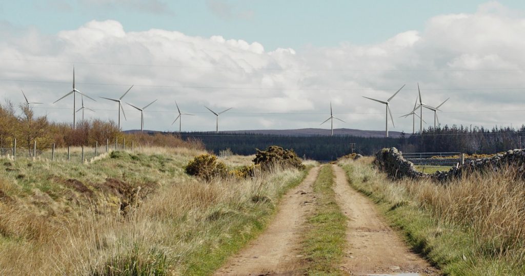 development: Artist’s impression of the Limekiln Wind Farm, while seven 400ft turbines have now been proposed for Reay in Caithness