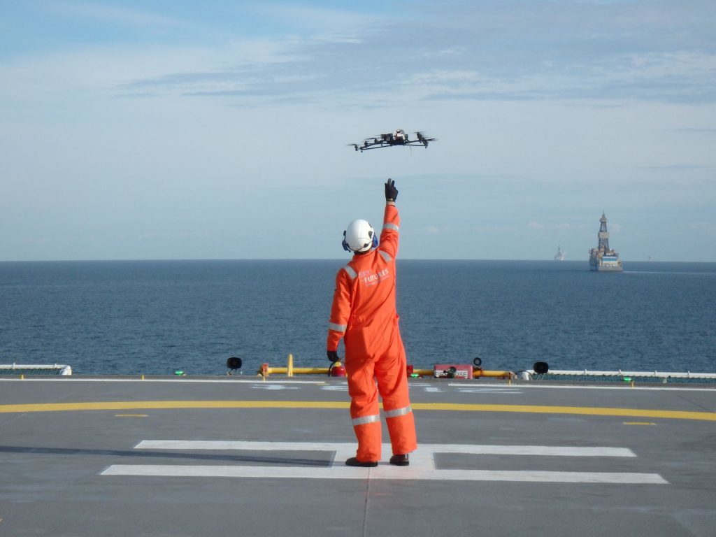 Sky-Futures uses drones to inspect oil and gas platforms.