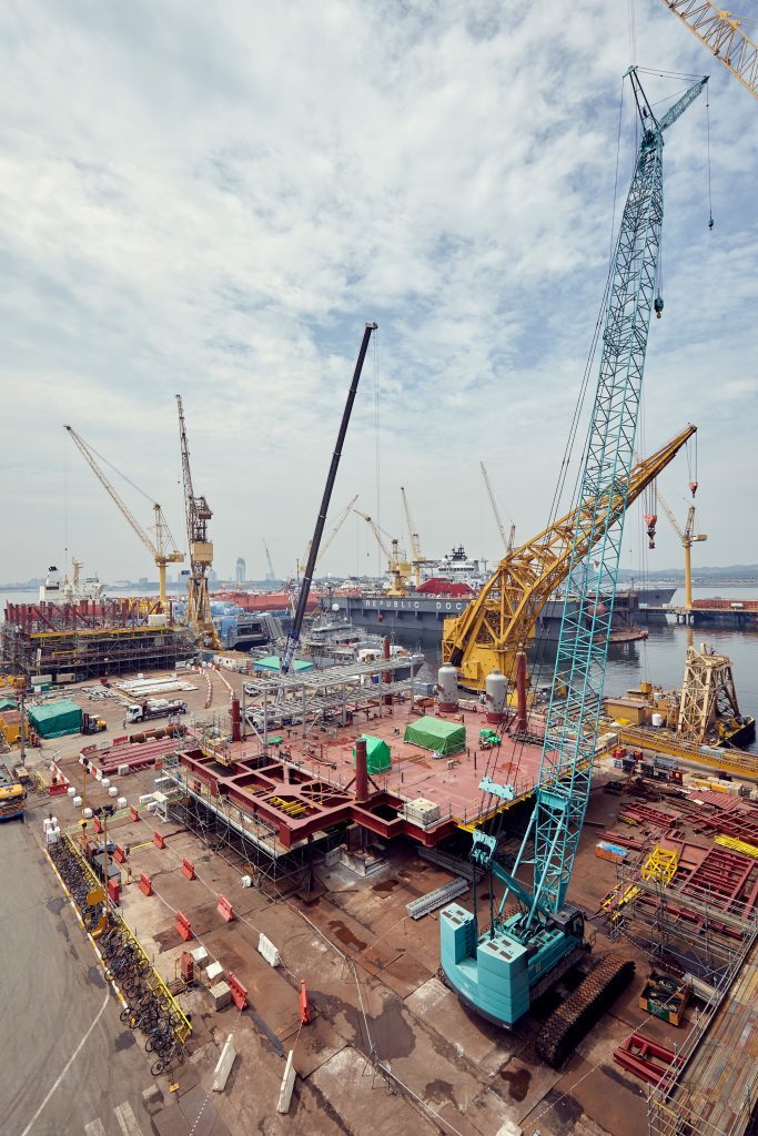A section of deck being built for one of the Culzean topsides in Singapore.