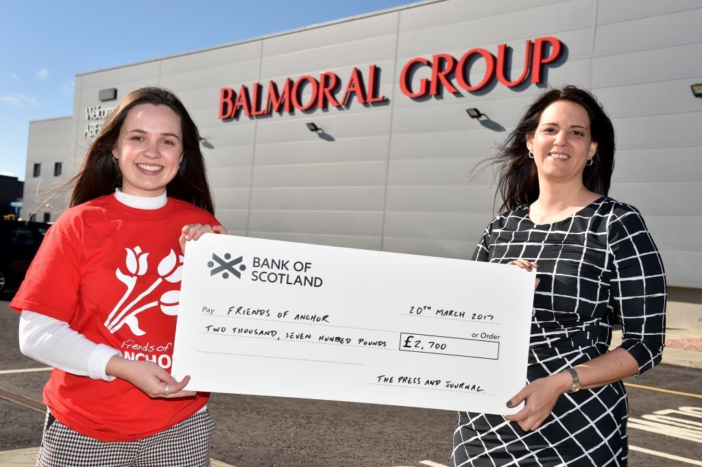 Cheque presentation of £2700 that was raised at last years inaugural Energy Cup Gala Dinner auction, at Trump International. 
Stacy Edghill, Events Sales Manager handing over the cheque to Ursula Fairlie, PR & Fundraising Executive, Friends of ANCHOR,