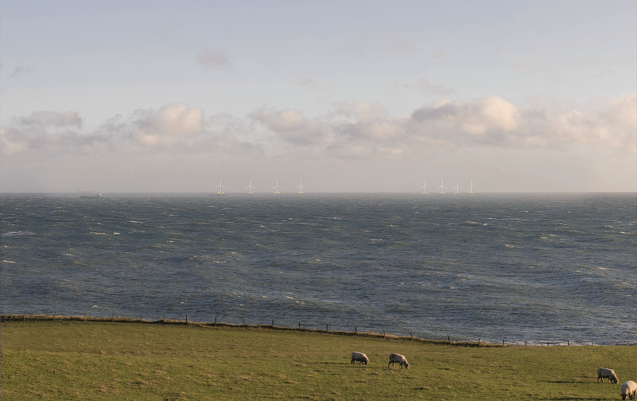 What the Kincardine Offshore Windfarm might look like from the north-east coast