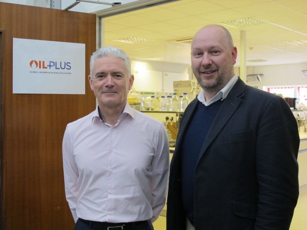 Mark Cavanagh (right) who has acquired Oil Plus beside the company’s managing director Kevin Murray.