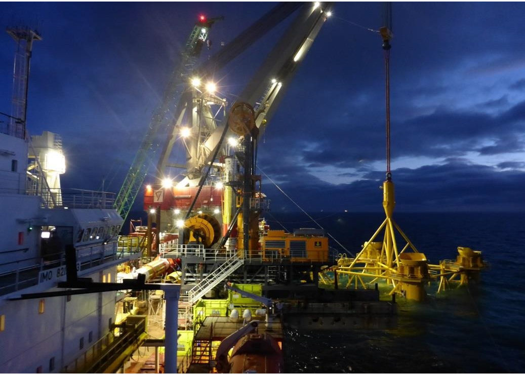 BIG ROLE: The first foundation piles being installed for the Beatrice offshore wind farm project, which was supported by Open4Business