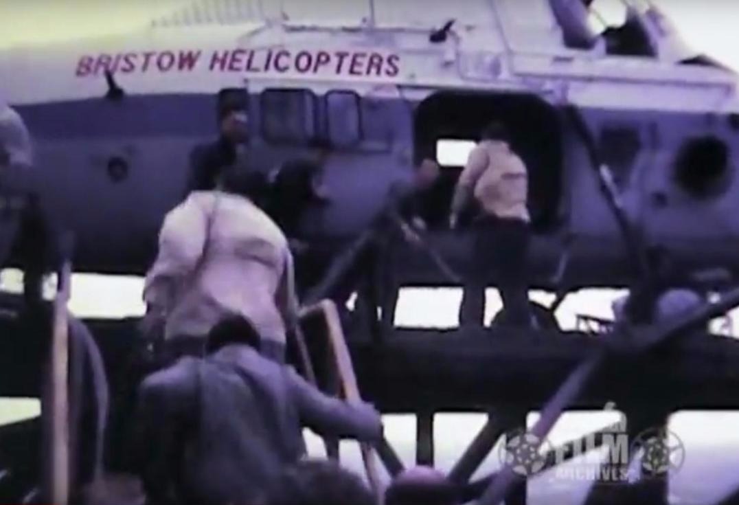 An old video still of a Bristow helicopter