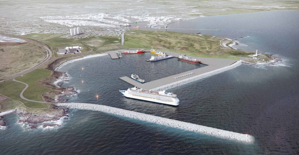 Artist impression of the proposed harbour at Nigg Bay