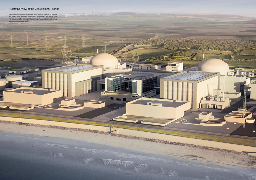 Artist's impression issued by EDF of plans for the  Hinkley Point C nuclear power station