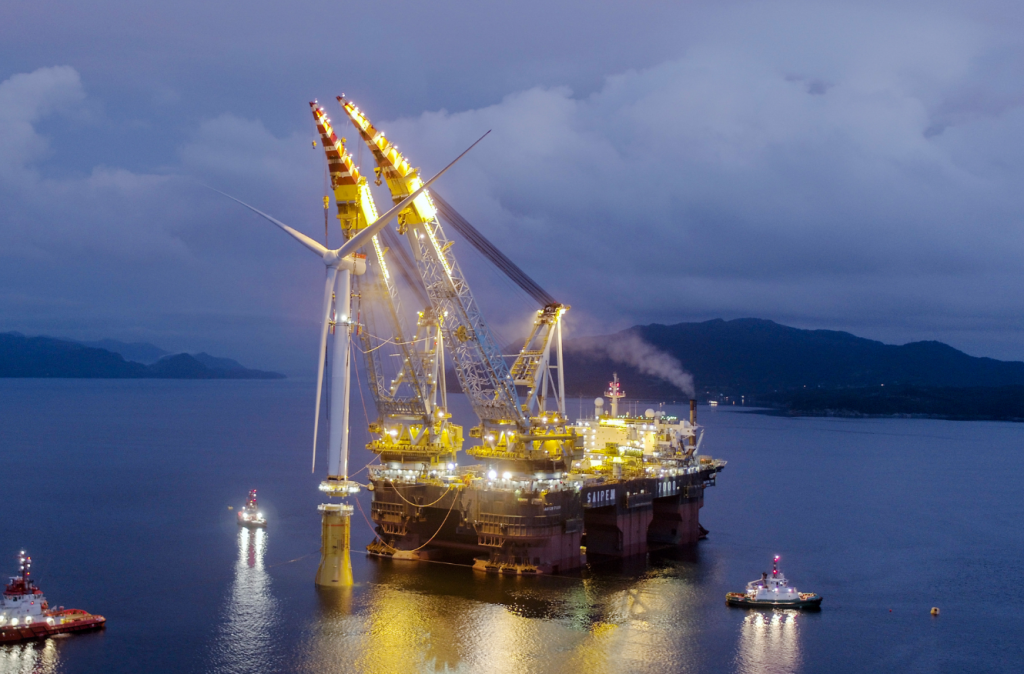 One of the Hywind turbines being put together.