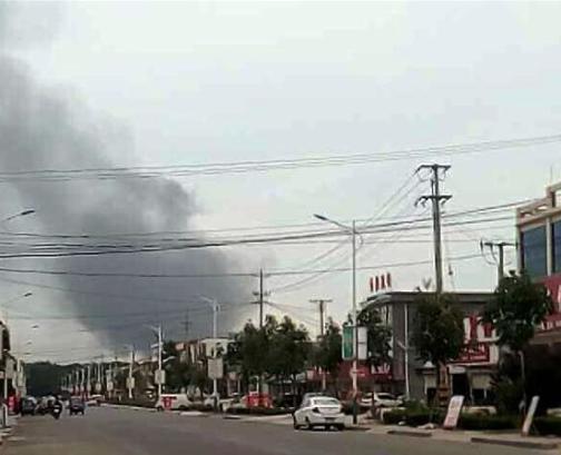 What is belived to be the aftermath of the explosion at Linyi-Jinyu-Petrochemical plant