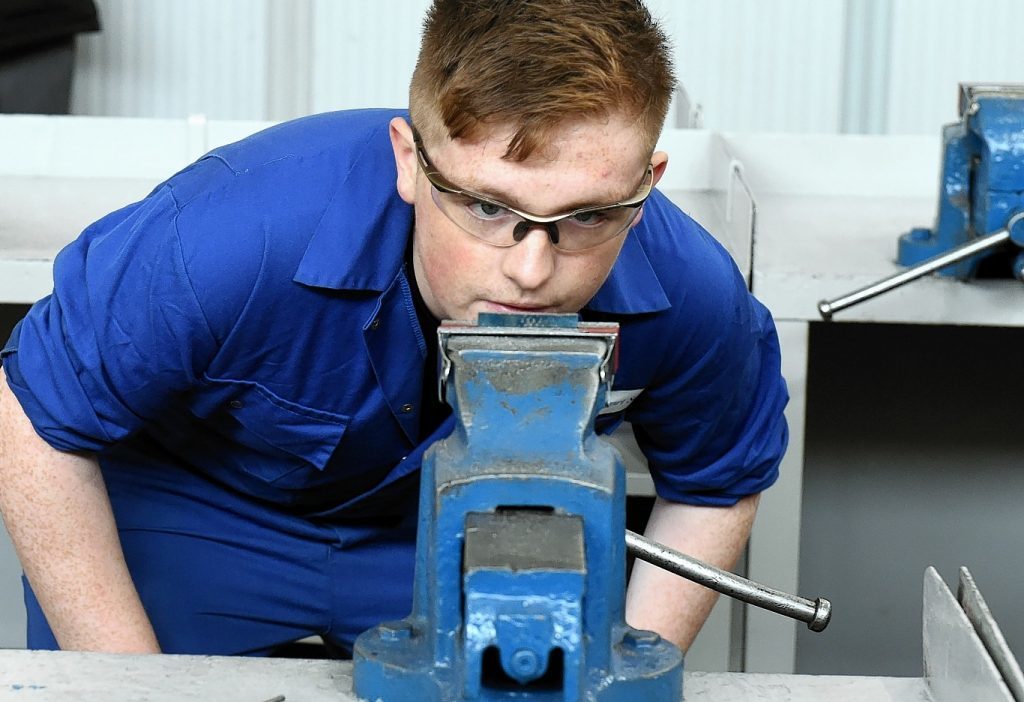 The Scottish Engineering craft competition at Tullos Training, West Tullos, Aberdeen. In the picture is apprentice, Thomas McSorley.