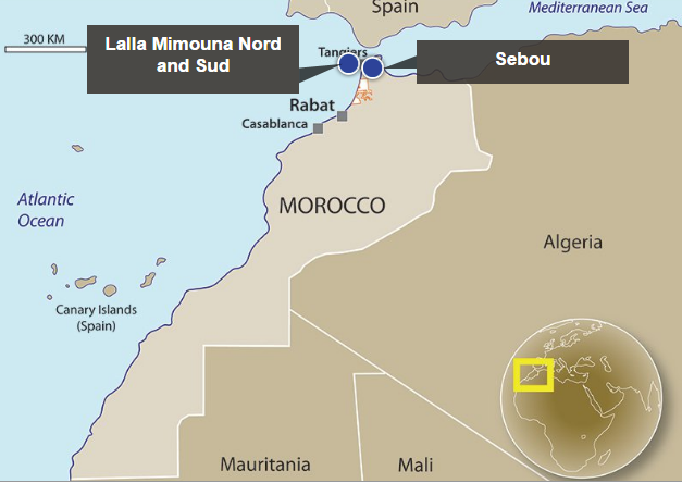 The locations of two of SDX's assets in Morocco