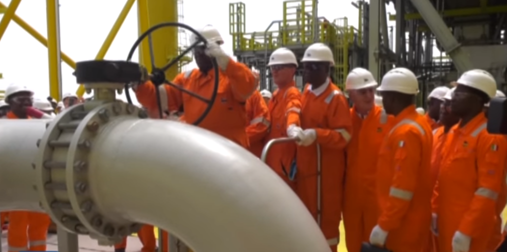 Ghana's president opens the valve of his country's third oil find.
