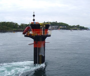 The SeaGen tidal generator deployed in Strangford Lough.