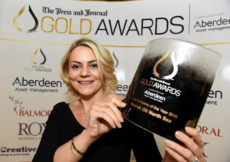 Nicola MacLeod, Maersk Oil UK Director, winners of Large Company of the Year Award 2016 at the Press and Journal Gold Awards held at the Marcliffe Hotel.