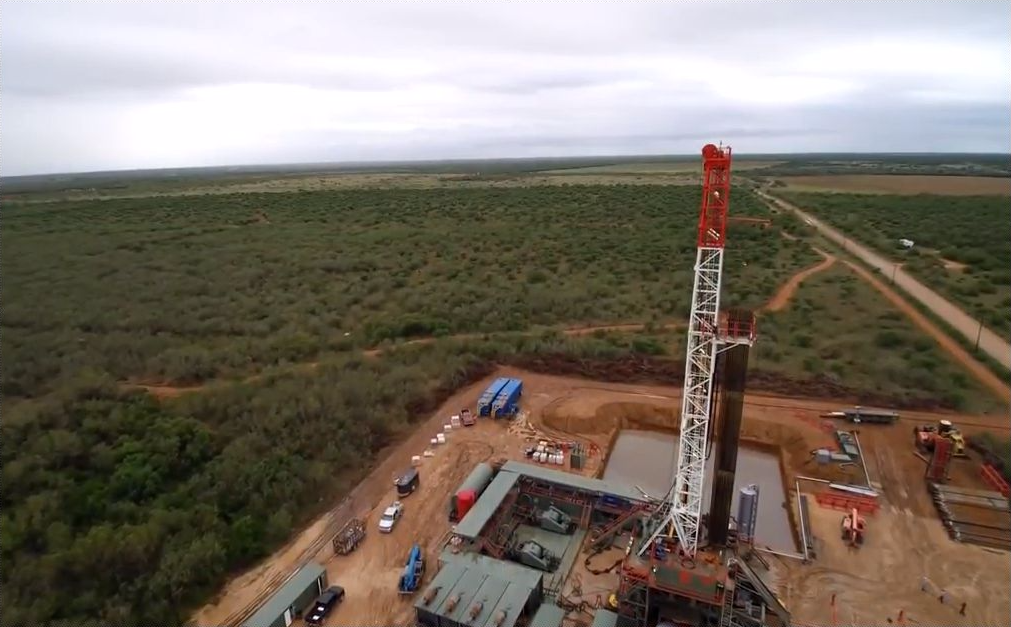 Overhead View of an Oil Rig near Dilley, TX