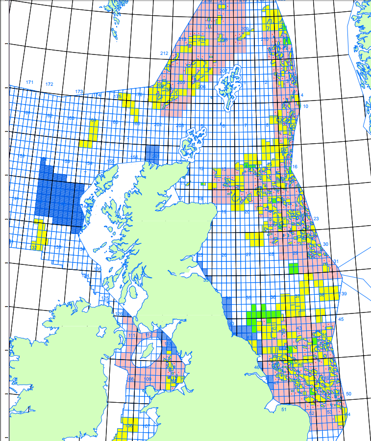 A map showing blocks on offer in the 30th round.