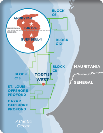 The  Greater Tortue project off the coast of West Africa.