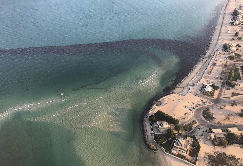 A picture of oil spilled off the coast of Kuwait in August 2017. (Kuwait Environment Public Authority via AP)