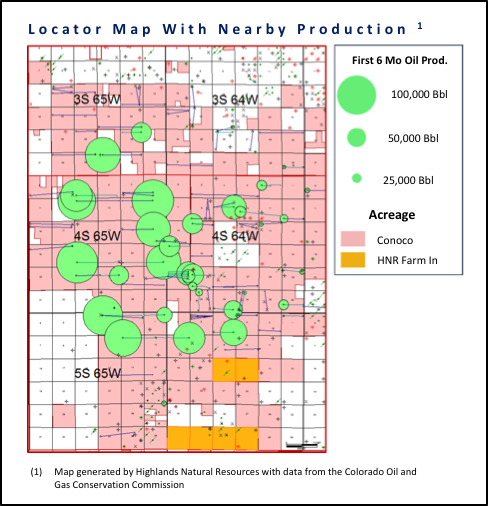 A map of the Niobrara area in Colorado, where Highlands has shale gas operations.