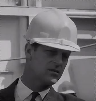 Prince Philip visiting a North Sea rig in 1967