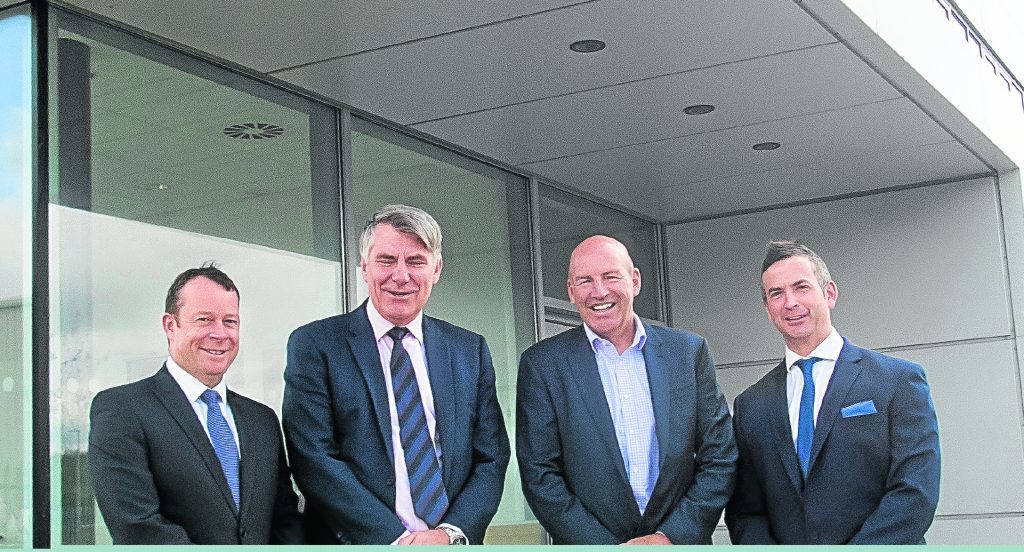 l-r FG Burnett director Graeme Nisbet, ICR boss Bill Bayliss, Mark Holmes of Moorfield Group, and Ryden's Paul Richardson