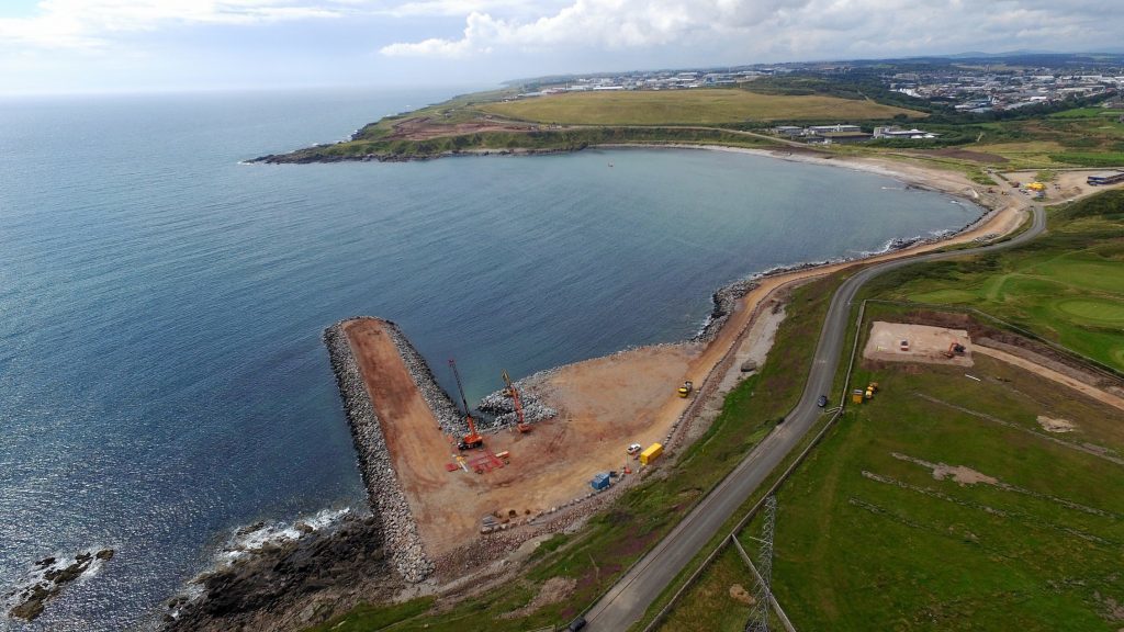 The Nigg harbour expansion starts.