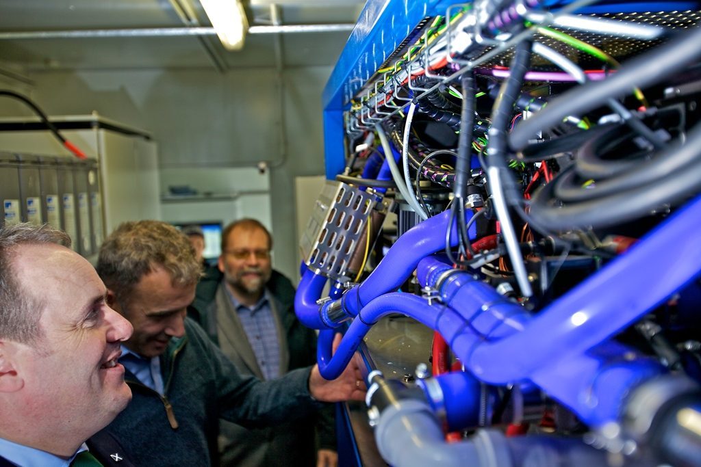 Energy minister Paul Weelhouse, left, on a tour of the Surf ‘n Turf hydrogen fuel cell training compound.