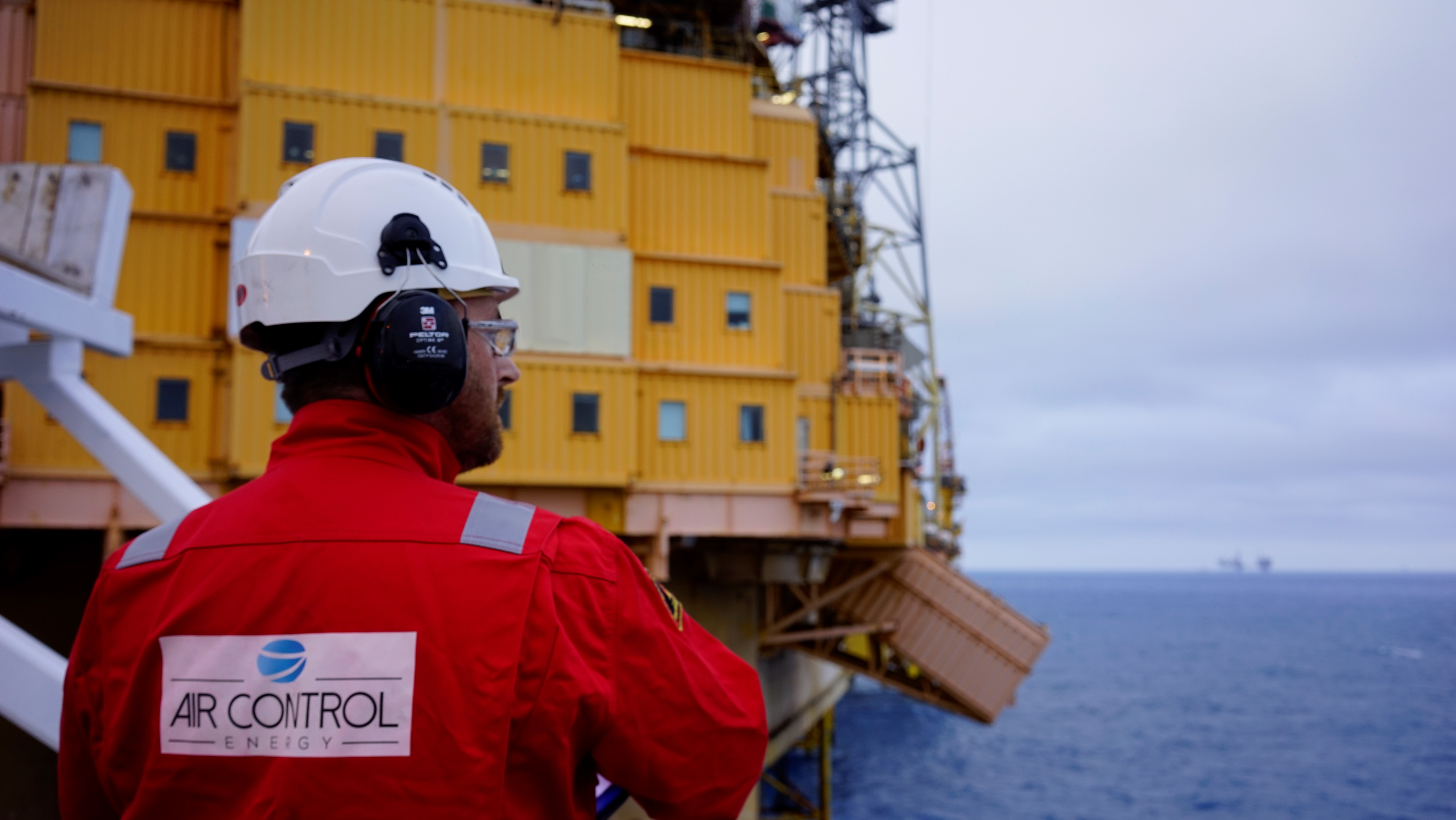 An Air Control Energy employee carrying out a drone inspection.