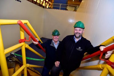 Score Subsea managing director Bill Urquhart, left, and group managing director Conrad Ritchie at the new tank