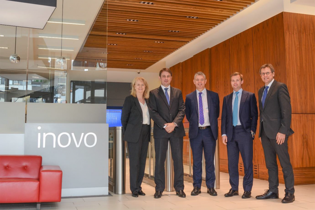 Caption: RCG with Scottish Enterprise at new Scotland office in inovo building. From left to right:
Ellen Stevenson (Scottish Enterprise), Dan Pearson (RCG), Ewen Cameron (Scottish Development
International), Sebastian Chivers (RCG) and Lee Clarke (RCG)