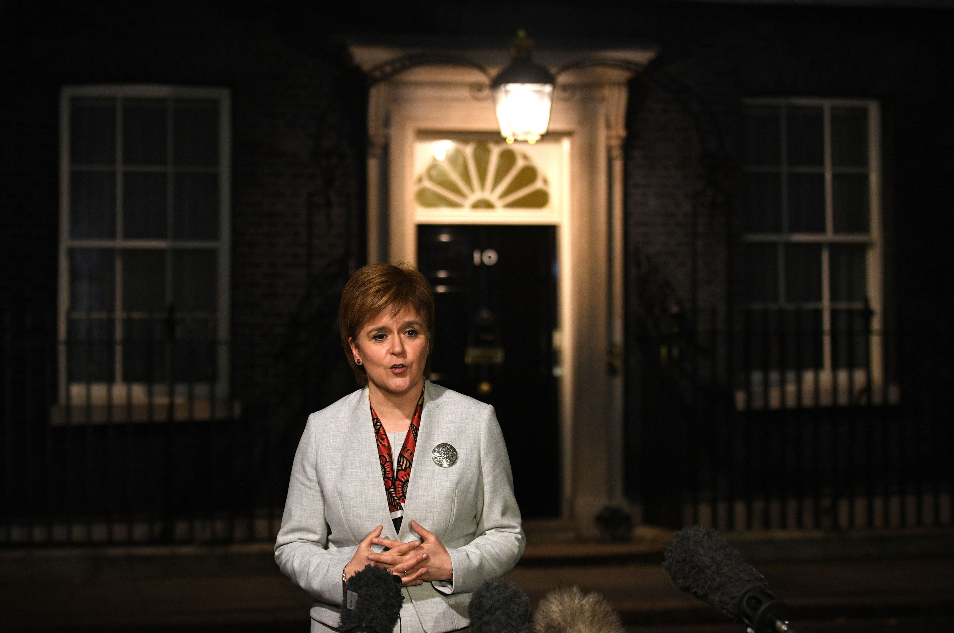 Scottish First Minister Nicola Sturgeon speaks to the media outside 10 Downing Street, London, after talks with Prime Minister Theresa May. PRESS ASSOCIATION Photo. Picture date: Tuesday November 14, 2017. Photo credit should read: Stefan Rousseau/PA Wire
