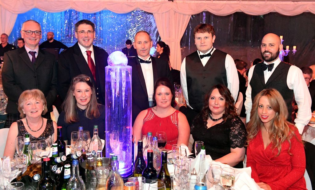 The Press and Journal Energy Snow Ball (2017) at The Quadrangle, Marischal College, Aberdeen.           
Pictured - Sponsors tables - 33 - CHC    
Picture by Kami Thomson    02-12-17
