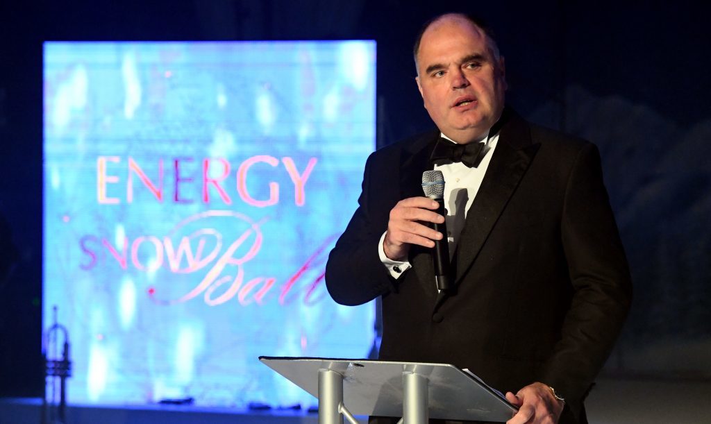The Press and Journal Energy Snow Ball (2017) at The Quadrangle, Marischal College, Aberdeen.           
Pictured - Mark Abbey CHC.    
Picture by Kami Thomson    02-12-17