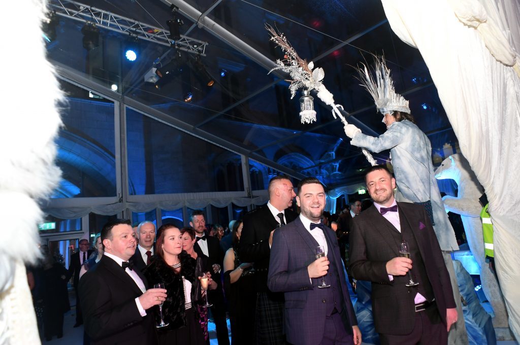 The Press and Journal Energy Snow Ball (2017) at The Quadrangle, Marischal College, Aberdeen.           
Pictured - arrivals to the ballroom.    
Picture by Kami Thomson    02-12-17