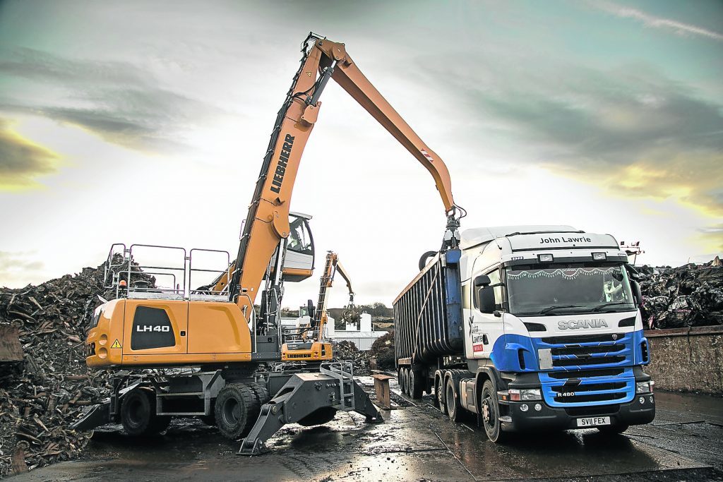 The metal recycling facility at John Lawrie Group’s Aberdeen headquarters.