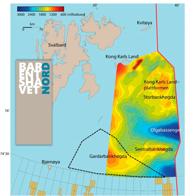 The map shows the acquisition area around the Gardarbank High in relation to the area in the eastern part of the Barents Sea North, which was presented by the NPD in the spring of 2017.