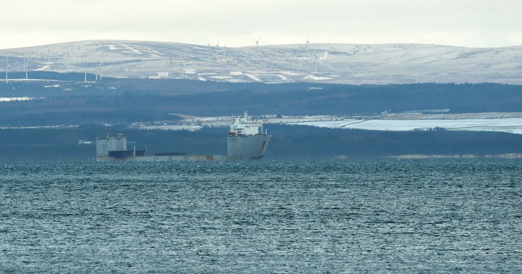 The Hua Hai Long anchored in the Moray Firth