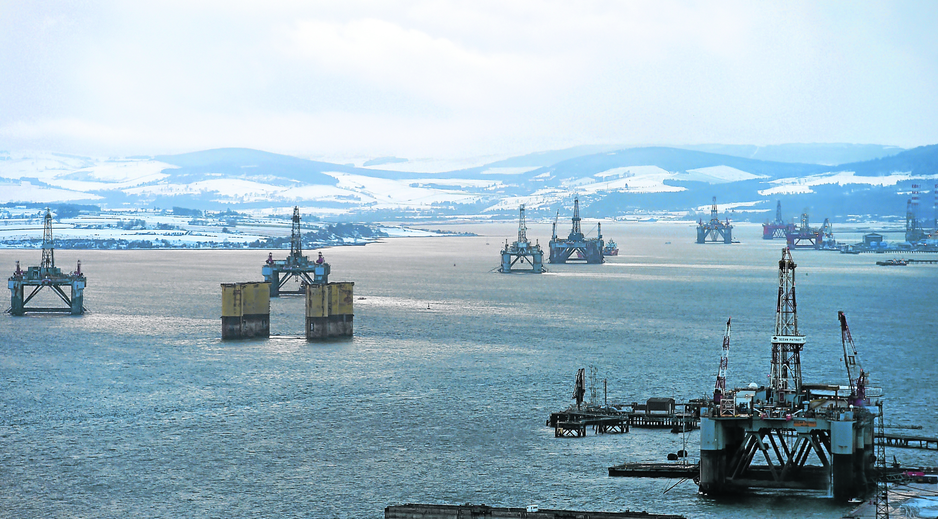 Oil rigs in the Cromarty Firth.