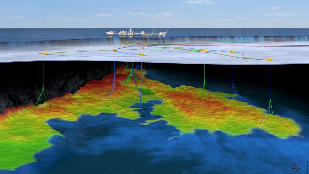 An illustration of the Johan Sverdrup field's subsea setup.